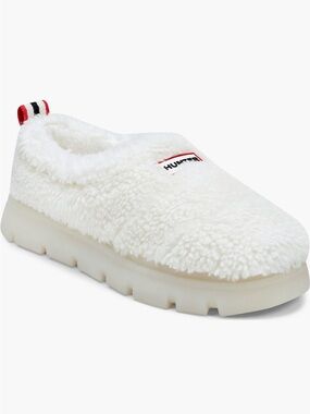NEW Hunter Madison Faux Shearling Clog in Creamy Off-White / Signature
